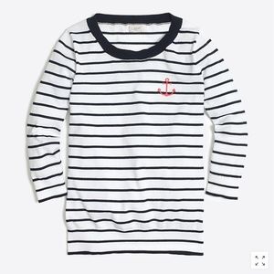 J.Crew White Navy Blue Striped Nautical Sweater M